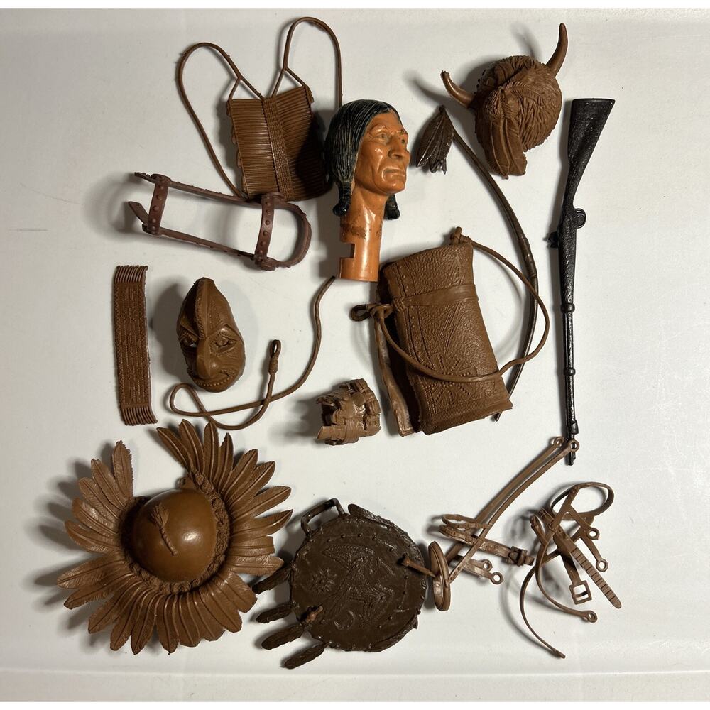 Vintage 1970s Marx Johnny West Accessories with Indian Head